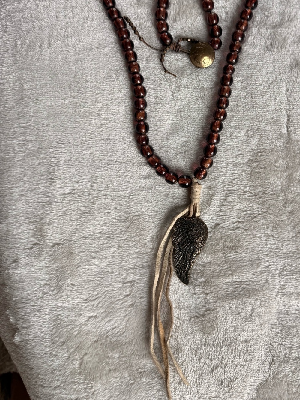 Paula Carvalho Beaded Necklace with Angel Wing Pendant - Picture 6 of 7